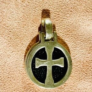 Vintage Sterling Silver and Black Cross Pendant
